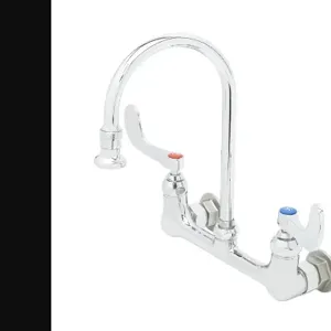 T&S B-0350-04 Faucet, Wall Mt., 8 Inch Centers, S/R Gooseneck, With 2.2 GPM Rosespray | AV3NQN