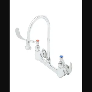 T&S B-0350 Faucet, Wall Mt., 8 Inch Centers, S/R Gooseneck, 2.2 GPM Rosespray | AV3NQM