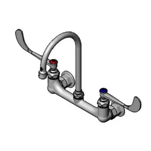 T&S B-0351 Medical Faucet, 8 Inch Wall Mt, Rigid Gooseneck, 6 Inch Wrist-Action Handle | AV3NQP