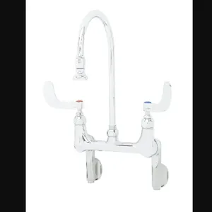 T&S B-0355-04 Faucet, Wall Mount, Adjustable Centers, S/R Gooseneck, 2.2 GPM Rosespray | AV3NQW