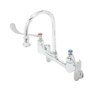 T&S B-0355 Faucet, Wall Mount, Adjustable Centers, S/R Gooseneck, 2.2 GPM Rosespray | AV3NQV