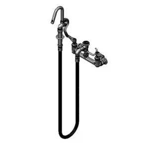 T&S B-0610-60H Pot Filler, Wall Mt., 8 Inch Centers, Vacuum Breaker, 60 Inch Hose, Hook Nozzle | CE4ZYG