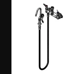 T&S B-0610-CR Pot Filler, Wall Mt., 8 Inch Centers, Cerama, Vacuum Breaker And 68 Inch Hose | AV3PBC