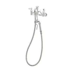 T&S B-0610 Pot Filler, Wall Mt, 8 Inch Centers, 68 Inch Hose, With Self Closing Hook Nozzle | AV3PAZ