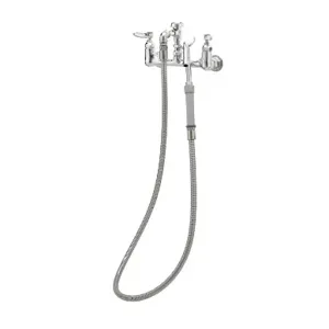 T&S B-0611 Pot Filler, Wall Mt., 8 Inch Centers, 68 Inch Hose, With Hook Nozzle | AV3PBE