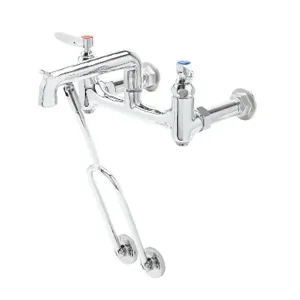 T&S B-0650-BSTP Service Sink Faucet, Wall Mount, 8 Inch Centers, Built-In Stops, Wall Brace | AV3PBP