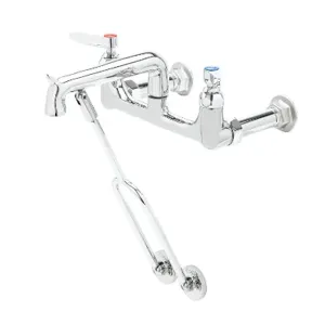 T&S B-0650-POL Service Sink Faucet, Wall Mt, 8 Inch Centers, Wall Brace, Polished Chrome Finish | AV3PBR