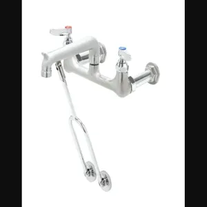 T&S B-0650-RGH Service Sink Faucet, Wall Mt., 8 Inch Centers, Wall Brace, Rough Chrome Finish | AV3PBT