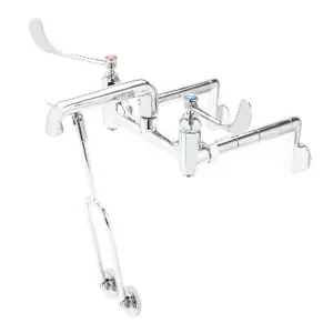 T&S B-0652 Service Sink Faucet, Wall Mount, Adjustable Centers, 6 Inch Wrist Handles | AV3PBX