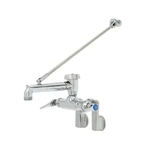 T&S B-0668-POL Service Sink Faucet, Wall Mt., Adjustable Centers, Wall Brace, Polished | AV3PEJ