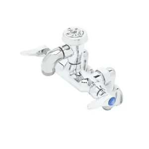 T&S B-0669-POL Service Sink Faucet, Wall Mt., Adjustable Center, Integral Stop, Polished | AV3PEP