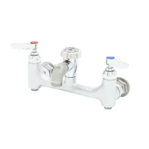 T&S B-0674-BSTR Service Sink Faucet, Wall Mount, 8 Inch Centers, Vac. Breaker, Built-In Stops | AV3PFE