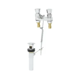 T&S B-0830 Metering Faucet, Deck Mount, 4 Inch Centers, Aerator, Push Button Handles | AV3PLK