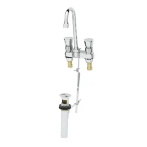 T&S B-0833 Metering Faucet, Deck Mt, 4 Inch Centers, Swivel/Rigid Gooseneck | AV3PLZ