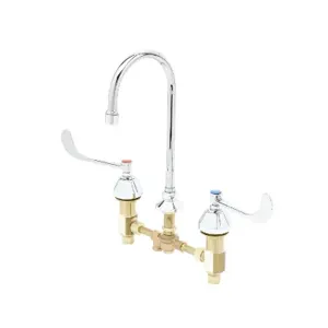 T&S B-0866-07-PV Faucet, Deck Mount, Adjustable Centers, Pedal Valve Inlet, Handles | AV3PMZ