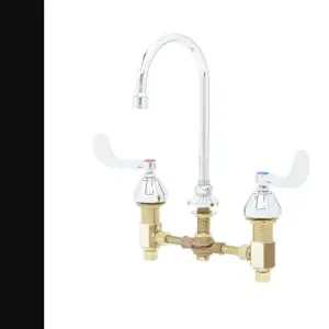 T&S B-0867-04L Medical Faucet, Concealed Body, 12 Inch Centers, 4 Inch Wrist Handles, Aerator | AV3PNF