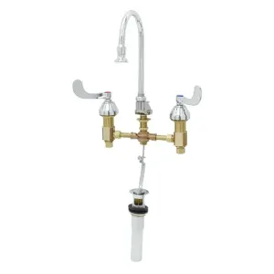 T&S B-0868-04 Medical Faucet, Concealed Body, 4 Inch Wrist Handles, Rigid/Swivel GN, Rosespray | AV3PNG