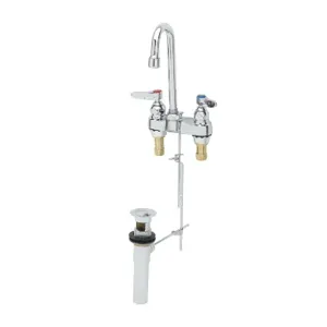 T&S B-0873 Lavatory Faucet, Deck Mt, 4 Inch Centers, Swivel/Rigid Gooseneck, Aerator | AV3PPE