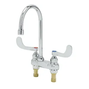 T&S B-0892-122X-LAM Medical Faucet, Deck Mt, Swivel/Rigid Gooseneck, 4 Inch Wrist Action Handles | AV3PQW