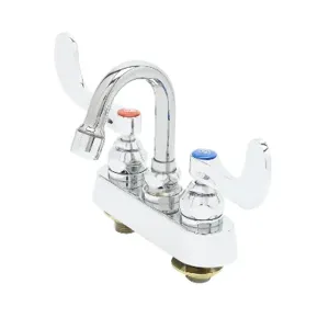 T&S B-1110-131X-WH4 Workboard Faucet, Deck Mt., 4 Inch, Swivel Gooseneck, 4 Inch Wrist Action Handles | AV3PXP