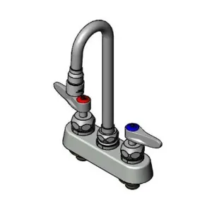 T&S B-1110-132XF1CR Workboard Faucet, 4 Inch Deck Mt., Ceramas, Swivel Gooseneck, 1.0 GPM VR Aerator | AV3PXR