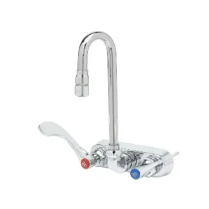 T&S B-1115-132XN5Q4 Workboard Faucet, Wall Mount, Qtr-Turn, Swivel Gooseneck, 4 Inch Wrist Handles | AV3PZB