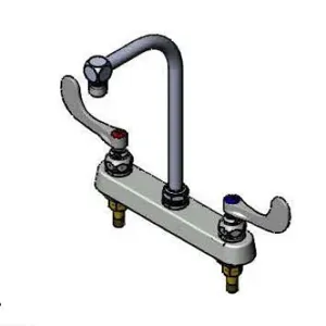 T&S B-1120-04 Workboard Faucet, 8 Inch Deck Mount, High-Arc Gooseneck, 4 Inch Wrist Handles | AV3PZX