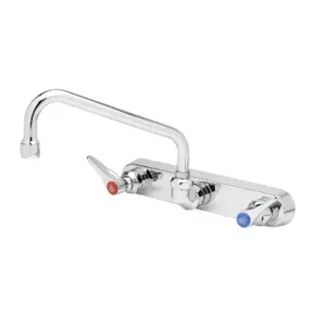 T&S B-1126 Workboard Faucet, Wall Mt., 8 Inch Centers, 8 Inch Swing Nozzle, Lever Handles | AV3QBK