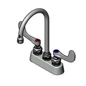 T&S B-1140-WH4 Workboard Faucet, Deck Mount, 3-1/2 Inch Centers, Swivel Gooseneck | AV3QCJ