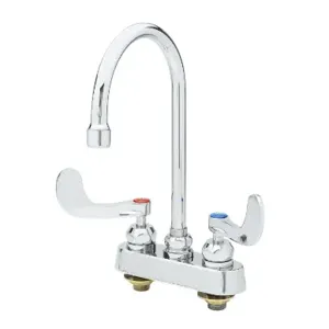 T&S B-1141-04-CR Workboard Faucet, Deck Mount, 4 Inch Centers, Swivel Gooseneck, CV-Ceramas | AV3QCP