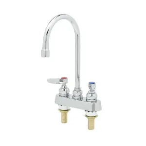 T&S B-1141-XS Workboard Faucet, Deck Mt., 4 Inch Centers, Swivel Gooseneck, Lever Handles | AV3QCV