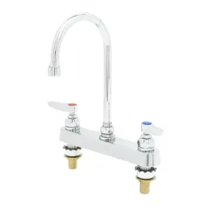 T&S B-1142-XS Workboard Faucet, Deck Mt., 8 Inch Centers, Swivel Gooseneck, Lever Handles | AV3QDC