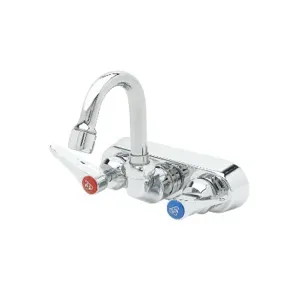 T&S B-1146-01-CR Workboard Faucet, 4 Inch Wall Mt., Ceramas, 131X Swivel Gooseneck, 2.2 GPM | CE4ZZU