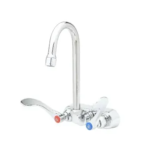 T&S B-1146-02A-WH4 Workboard Faucet, 4 Inch Wall Mount, Swivel Gooseneck, 4 Inch Handles | AV3QDL