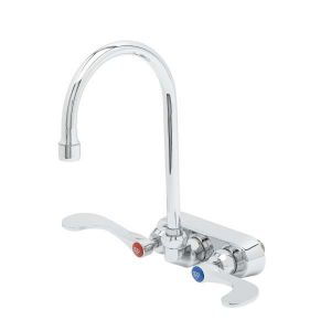 T&S B-1146-04-CR-WS Backsplash Workboard Faucet, 4 Inch, Ceramas, 4 Inch Handles, Swivel Gooseneck | CE4ZZV