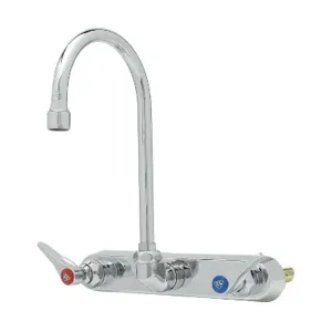 T&S B-1147-XS Workboard Faucet, Wall Mt., 8 Inch Centers, Swivel Gooseneck, Lever Handles | AV3QDX