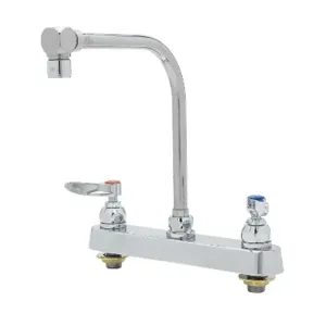 T&S B-1148 Workboard Faucet, 8 Inch Deck Mount, High-Arc Gooseneck, Lever Handles | AV3QDY