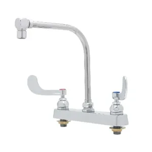 T&S B-1149 Workboard Faucet, 8 Inch Deck Mount, High-Arc Gooseneck, 4 Inch Wrist Handles | AV3QDZ