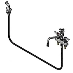 T&S B-1151 Workboard Faucet, Deck Mt., 4 Inch Centers, 8 Inch Swing Nozzle, With Diverter | AV3QEA