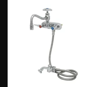 T&S B-1156 Workboard Faucet, Wall Mt., 4 Inch Centers, 8 Inch Swing Nozzle, With Diverter | AV3QEE