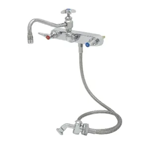 T&S B-1157 Workboard Faucet, Wall Mt., 8 Inch Centers, 8 Inch Swing Nozzle, With Diverter | AV3QEG