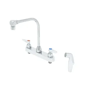 T&S B-1173 Workboard Faucet, 8 Inch Deck Mt, High-Arc Gooseneck, 2.2 GPM Aerator, Sidespray | AV3QFA