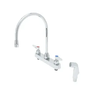 T&S B-1174 Workboard Faucet, 8 Inch, Deck Mt, 8-13/16 Inch Gooseneck, 4 Feet Sidespray | AV3QFC