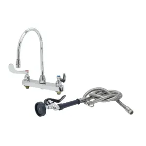 T&S B-1176 Workboard Faucet, 8 Inch, 1/2 Inch NPT Male Shanks, 4 Inch Wrist Handles, Swivel GN | AV3QFE