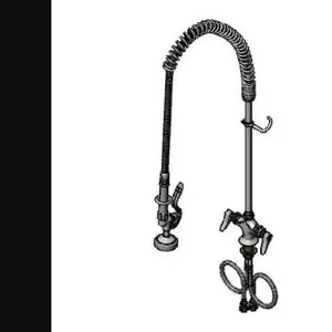 T&S B-2244 Pre-Rinse Faucet, Spring Action, Single Hole Base, 18 Inch Riser | AV3QMT