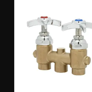 T&S B-2297 Mixing Valve, 3 Inch Center, Four-Arm Handles, 3/8 Inch NPT Female Inlets/Outlet | AV3QQT