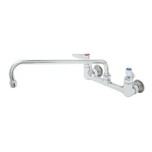 T&S B-2299-CR Double Pantry Faucet, 8 Inch, Wall Mt., Ceramas, 14 Inch Swing Nozzle | AV3QQV