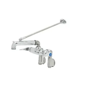 T&S B-2345 Service Sink Faucet, Polished Chrome Finish, Integral Stops, Wall Brace | AV3QRW