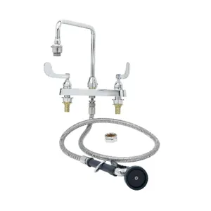 T&S B-2346 Workboard Faucet, With Spray Valve, 8 Inch Centers, Vacuum Breaker Gooseneck | AV3QRZ