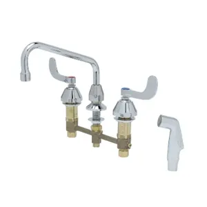 T&S B-2347-02-WH4CR Faucet, With Sidespray, 8 Inch Swing Nozzle, With Aerator | AV3QTD